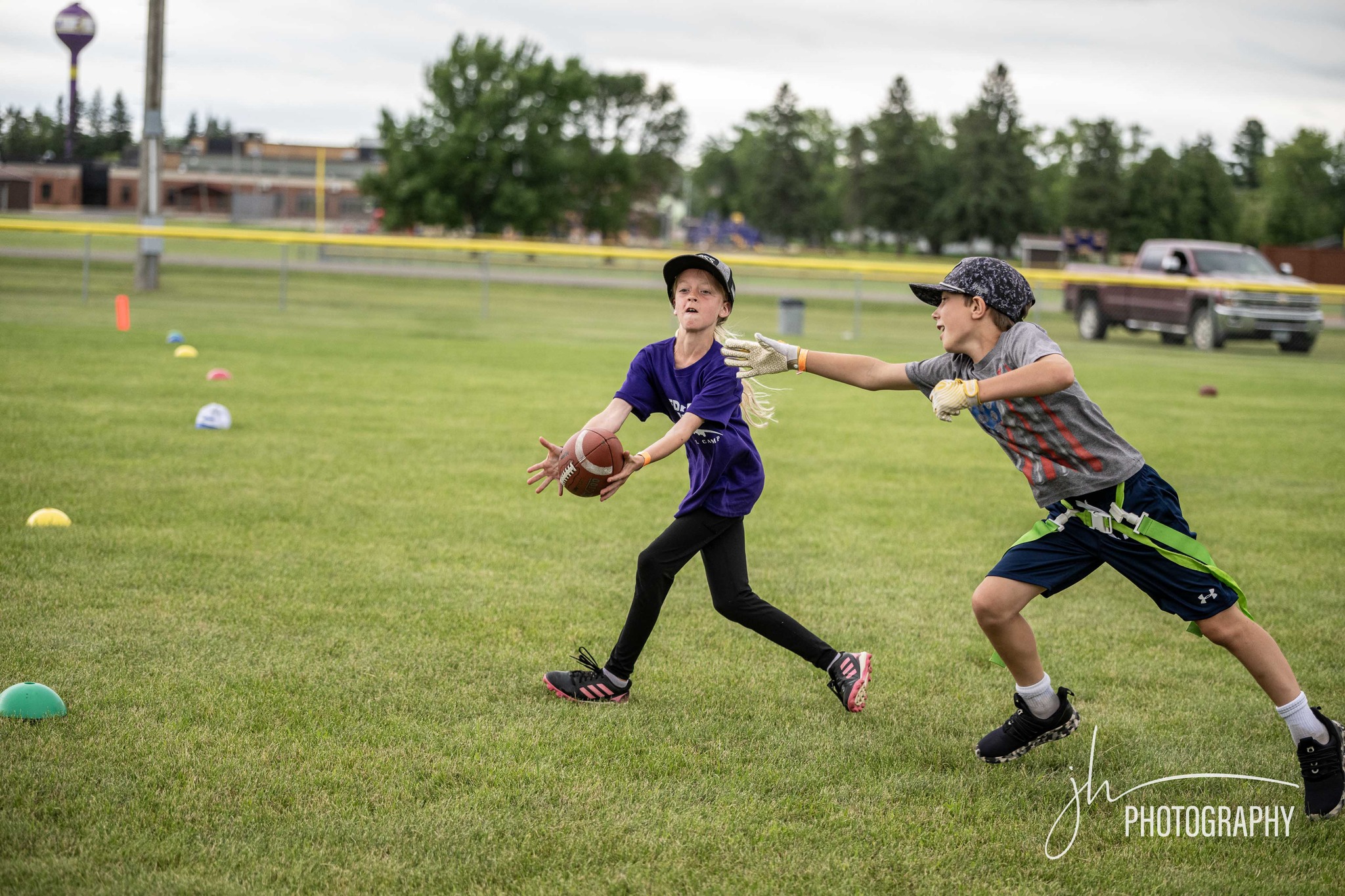Campers celebrating on the field
